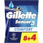 Sensor3 comfort rasoirs jetables pour homme avec bande lubrifiante lot de 8 + 4