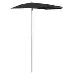 ?soldes sept)demi - parasol de jardin contre soleil balcon patio jardin - parasol avec m�t 180x90 cm ...