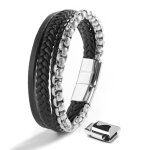 Serasar bracelet en cuir pour homme [hero] avec fermoir en acier inoxydable et magn�tique couleur : argent ...