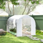 Serre de 3 x 2 x 2 m en film plastique avec v�randa quatre portes c�t� lat�ral enroulable tunnel en film ...