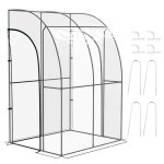 Serre de jardin adosse - outsunny - 2 portes zippes enroulables - acier pvc - transparent