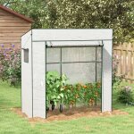 Serre de jardin murale adoss�e avec 1 porte enroulable b�che pe renforc�e 2 fen�tres dim. 196l x 77l ...