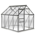 Serre de jardin - outsunny - 48 m - avec fondation lucarne rglable porte coulissante - polycarbonate ...
