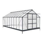 Serre de jardin en polycarbonate de 169 m� avec embase - anthracite - ixora