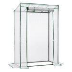 Serre de jardin serre  tomates avec barre de renfort sur le toit plat porte enroulable abri potager ...