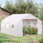 Serre de jardin tunnel 105 m� ch�ssis tubulaire renforc� + pe haute densit� 140 g / m� porte zipp�e 6 ...
