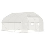 Serre de jardin tunnel - outsunny - 104 m - porte zippe enroulable fentres en maille - anti - uv - ...