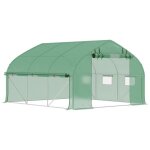 Serre de jardin tunnel - outsunny - 104 m - porte zippe enroulable fentres en maille - anti - uv - ...
