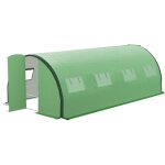 Serre de jardin tunnel - outsunny - 18 m - 8 fentres et 2 portes articules - toile pe structure en ...