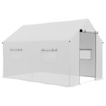 Serre de jardin tunnel outsunny 2 x 3m 6m� avec porte enroulable 4 fen�tres - acier galvanis� pe haute ...