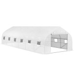 Serre de jardin tunnel - outsunny - 24 ? 8 x 3 x 2 m - avec bâche pe cadre en acier galvanisé - porte ... Serre de jardin tunnel - outsunny - 24 ? 8 x 3 x 2 m - avec bâche pe cadre en acier galvanisé - porte ...