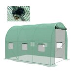 Serre de jardin tunnel outsunny 6 m 3l x 2l m systme darrosage + pe haute densit 140 g / m 6 fentres ...
