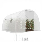 Serre de jardin tunnel - outsunny - 9 m� - 4 fen�tres porte zipp�e enroulable - ch�ssis acier galvanis� ...