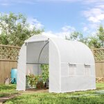 Serre de jardin serre tunnel surface sol 5 m� 25l x 2l x 2h m ch�ssis tubulaire renforc� 18 mm 4 fen�tres ...