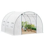 Serre de jardin woltu grand espace 300x300x200cm en tube d?acier galvanis� et pe blanc w0uett0812