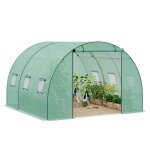 Serre de jardin woltu grand espace 300x300x200cm en tube d?acier galvanis� et pe vert w0uett0811