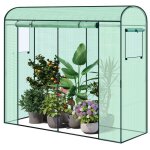 Serre de jardin woltu serre tomate en tube d?acier porte zippe enrouleur 200x68x170cm vert w0uett0809 ...