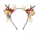 Serre - tte couronne de nol bois de renne avec fleurs et baies accessoire cheveux fte femme