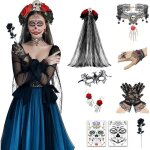 Serre tete fleur dia de los muertos serre tete halloween avec tatouage facial et bijoux pour accessoire ...