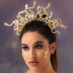 Serre tte mduse serpent dor coiffure de desse grecque pour halloween bandeaux