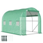 Serre tunnel de jardin - outsunny - 1 porte + 2 parois latrales zippes enroulables 6 fentres - 3 x ...