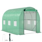 Serre tunnel de jardin - outsunny - 3 x 2 x 2 m - porte enroulable et grandes fen�tres - en acier galvanis� ...