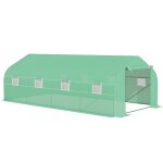 Serre tunnel de jardin - outsunny - avec 8 fentres latrales - bche anti - uv en polythylne - 6 x ...