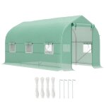Serre tunnel de jardin - outsunny - 8 m� - avec 1 porte et 6 fen�tres - b�che pe 140g / m� - 400 x 200 ...