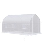 Serre tunnel de jardin - outsunny - 8 m� - avec 2 portes et 6 fen�tres - b�che pe 140g / m� - 400 x 200 ...