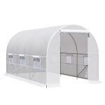 Serre tunnel de jardin - outsunny - 8m� - 400x200x200 cm - porte 6 fen�tres - cadre en m�tal b�che pe ...