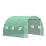 Serre tunnel de jardin - outsunny - 9 m - avec porte enroulable et 6 fentres en maille - en acier et ...