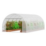 Serre tunnel jardin - vevor - 590x295x198 cm - porte � glissi�re enroulable 12 fen�tres - pour ext�rieur ...