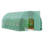 Serre tunnel jardin - vevor - 590x295x225 cm - couverture en pe verte - 12 fentres enroulables - pour ...