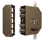 Serrure en applique 3 points avec pene dormant profil europen gauche bronze dom 2250