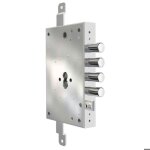 Serrure en applique droite dom axe 61mm porte dentr�e 3 points coffre acier