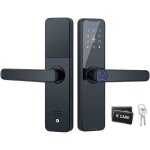 Serrure de porte intelligente  empreinte digitale avec poigne 2 cls mcaniques et 2 cartes ic pour ...