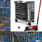 Servante datelier - barracuda tools - nardo gray xxl - 7 tiroirs - cric hydraulique 4t - mousse haute ...