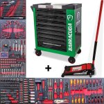 Servante datelier - barracuda tools - rock pro + - 8 tiroirs - cric hydraulique 4t - acier vert