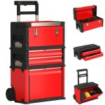 Servante datelier roulante rouge 3 modules mallette - caisse à outils de rangement en acier avec poignée ... Servante datelier roulante rouge 3 modules mallette - caisse à outils de rangement en acier avec poignée ...