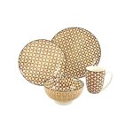Service complet - service de table creatable - 20314 - mandala service de table 4 pieces en gres marron ...