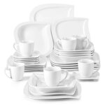 Service de dner en porcelaine pour 6 / 12 personnes blanc blanc 30 - pcs