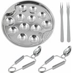 Service  escargots - inox - 12 trous - pince et fourchette inclus - compatible lave - vaisselle - blanc ...