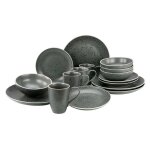 Service de table - creatable - 22807 - 16 pièces - grès anthracite - motifs noirs irréguliers Service de table - creatable - 22807 - 16 pièces - grès anthracite - motifs noirs irréguliers