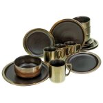 Service de table - creatable - 23592 - 16 pièces - grès - noir avec mouchetures brillantes Service de table - creatable - 23592 - 16 pièces - grès - noir avec mouchetures brillantes