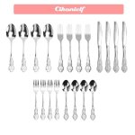 Service de table en inox r�tro argent� - lavable au lave - vaisselle - 4 sets complets de couverts - ...