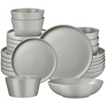 Service de table - tectake - set una en gr�s pour 6 personnes - 24 pi�ces - gris