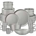 Service de table - tectake - set una en gr�s pour 6 personnes - 30 pi�ces - gris