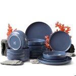 Service de table victo set de vaisselle fabriqu dans lue (18 pices) pour 6 personnes faence mat bleu ...