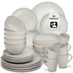 Service - tectake - set de vaisselle mare 30 pi�ces en fa�ence �maill�e 6 personnes fait main compatible ...