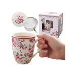 Service  th : mug en porcelaine 340 ml avec infuseur et couvercle pour herbes - emball dans un coffret ...